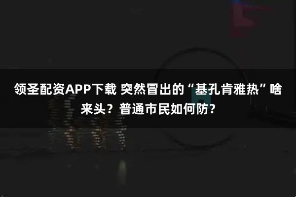 领圣配资APP下载 突然冒出的“基孔肯雅热”啥来头？普通市民如何防？