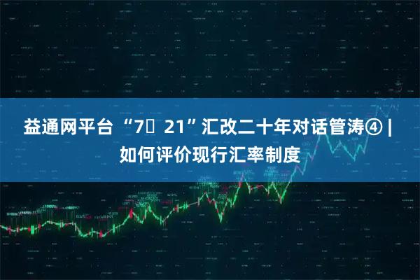 益通网平台 “7・21”汇改二十年对话管涛④ | 如何评价现行汇率制度