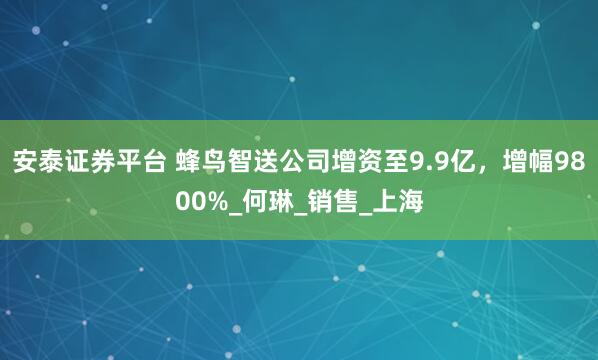 安泰证券平台 蜂鸟智送公司增资至9.9亿，增幅9800%_何琳_销售_上海