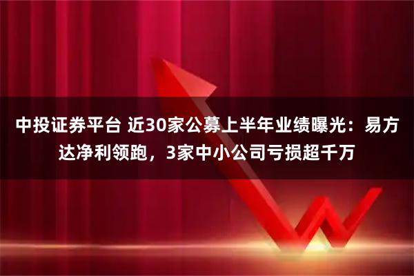 中投证券平台 近30家公募上半年业绩曝光:易方达净利领跑,3家中小公司亏损超千万